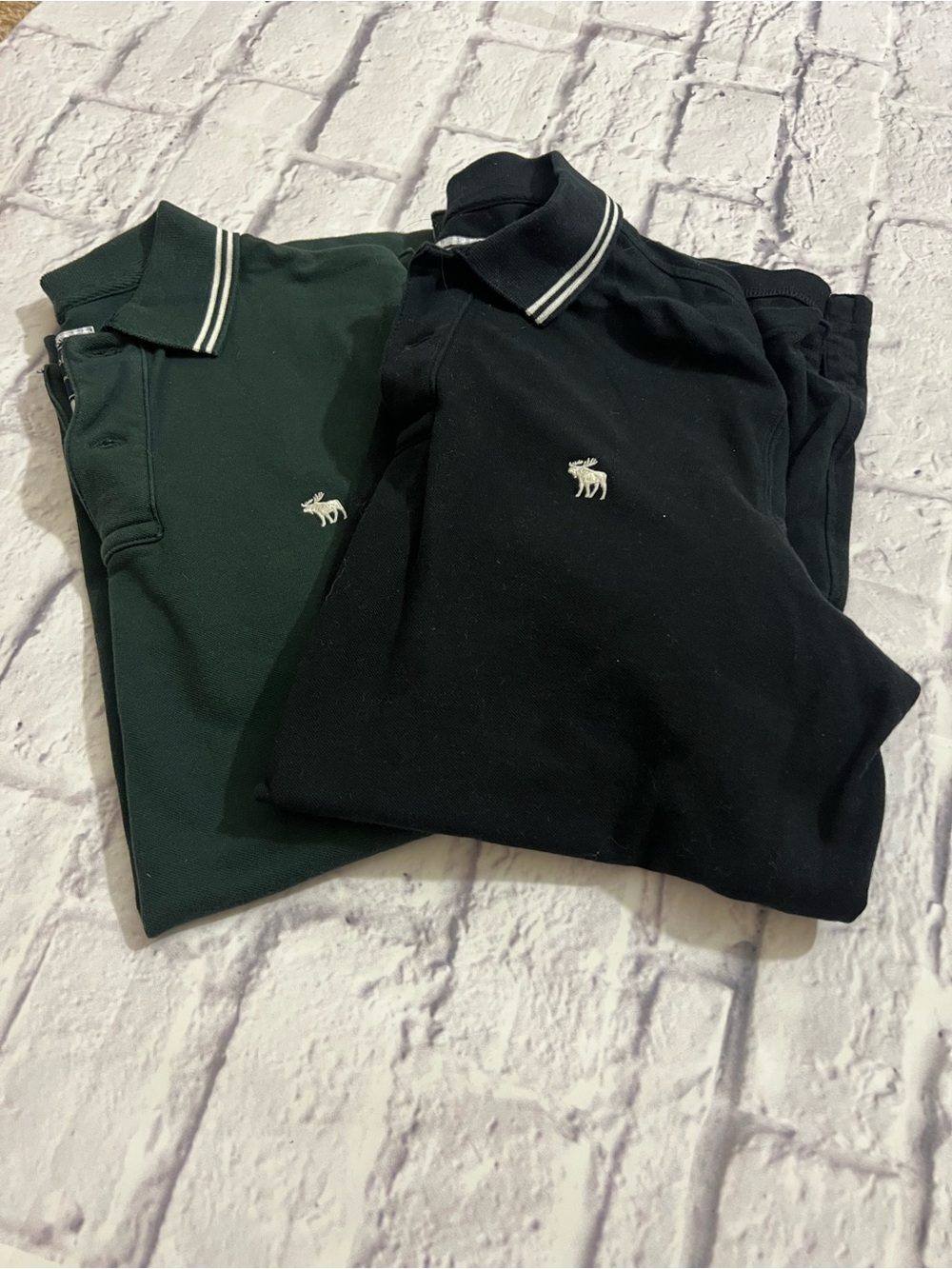 Abercrombie & Fitch Black and Forest Green Polo Pair